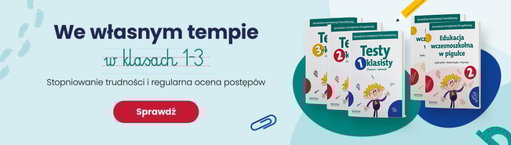 Baner sprawdzian trzecioklasisty pierwszoklasisty drugoklasisty edukacja wczesnoszkolna w pigulce