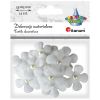 Ozdoba materiałowa kwiaty 3D z perełką białe 15szt
