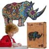 Puzzle drewniane eko 125 Rzadki nosorożec A3