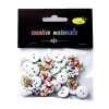 Guziki drewniane białe nadruk kwiaty 15mm 15g