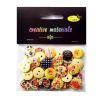 Guziki drewniane kremowe nadruk kwiaty 15mm 15g