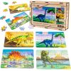 Puzzle drewniane 4w1 dinozaury