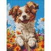 Diamentowa mozaika bez ramy -Pies w kwiatach 30x40