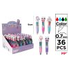 Długopis mini 4-kolorowy 0.7mm kotki tęcza (36szt)