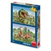 Puzzle 2x48 Walczące Dinozaury