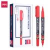 Marker permanentny dwustron. czerwony (12szt) DELI