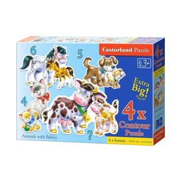 Puzzle x 4 - Zwierzęta i ich dzieci CASTOR