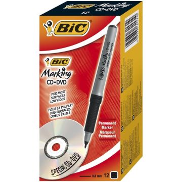 Marker Marking CD/DVD czarny (12szt) BIC