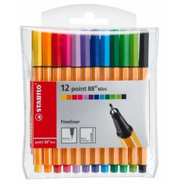 Cienkopis Point 88 Mini 12 kolorów etui STABILO