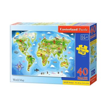 Puzzle 40 maxi - Mapa świata CASTOR