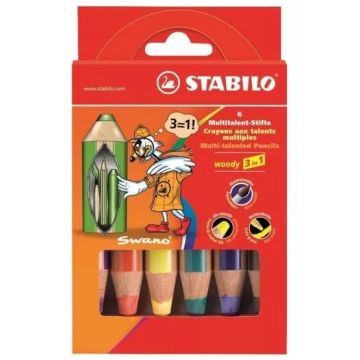 Kredki Woody 3w1 6 kolorów STABILO