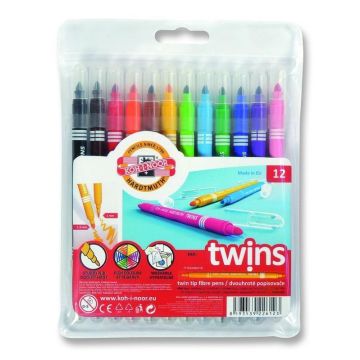 Flamastry Twins dwustronne 12 kolorów