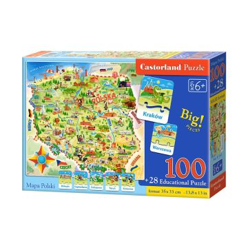 Puzzle 100+28 Mapa Polski CASTOR