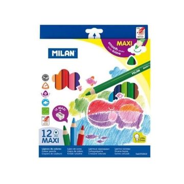 Kredki maxi trójkątne 12 kolorów MILAN