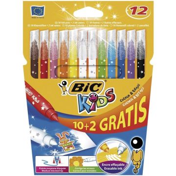 Flamastry KIDS Colour & Erase 10+2 kolory BIC