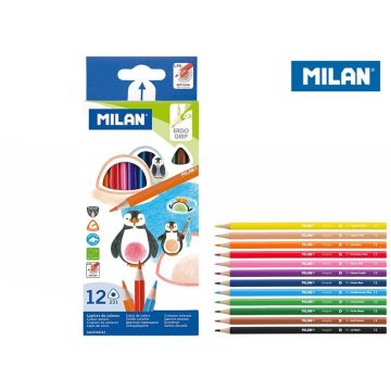 Kredki ołówkowe trójkątne 12 kolorów MILAN