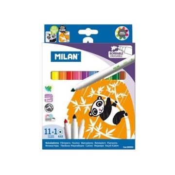 Flamastry wymazywalne 11 kolorów+1 MILAN