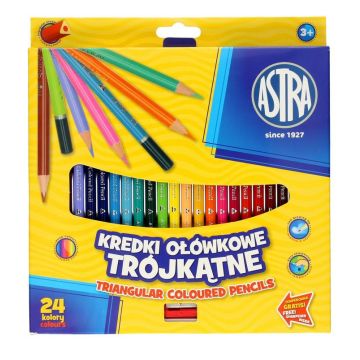Kredki ołówkowe trójkątne 24 kolory ASTRA