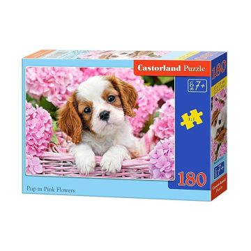 Puzzle 180 Szczeniak w pąkach kwiatów CASTOR