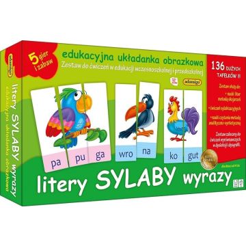 Litery sylaby wyrazy. Układanka edukacyjna