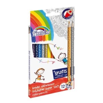 Kredki Super Soft 12 kolorów + 2 gratis  FIORELLO