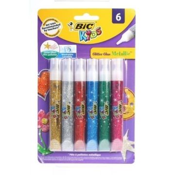 Klej brokatowy Glitter mix kolorów 6 kolorów BIC