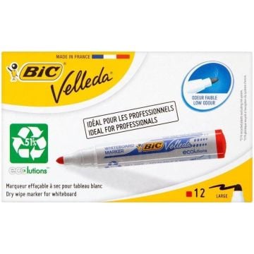 Marker Velleda Eco okrągły czerwony (12szt) BIC