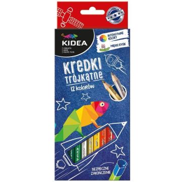 Kredki trójkątne 12 kolorów KIDEA