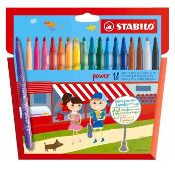Flamastry Power 18 kolorów etui STABILO