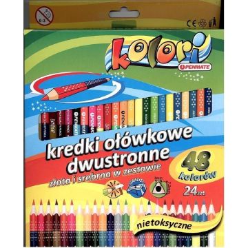 Kredki Premium Kolori dwustronne 48 kolor. PENMATE
