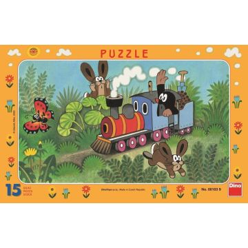 Puzzle 15 Ramkowe Krecik i ciuchcia DINO