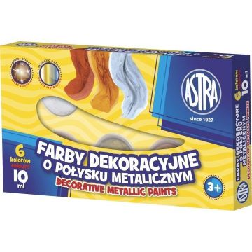 Farby dek. o połysku met. 6 kolorów 10ml ASTRA