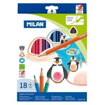 Kredki ołówkowe trójkątne 18 kolorów MILAN