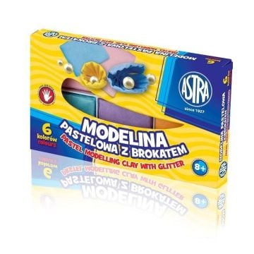 Modelina 6 kolorów pastelowa z brokatem ASTRA