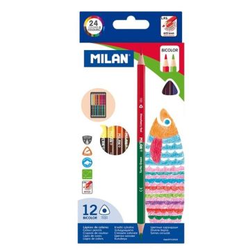 Kredki trókątne Bicolor 24 kolory MILAN