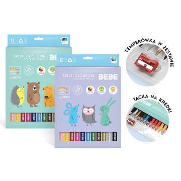 Kredki trójkątne Jumbo 12 kolorów BB Pastel mix
