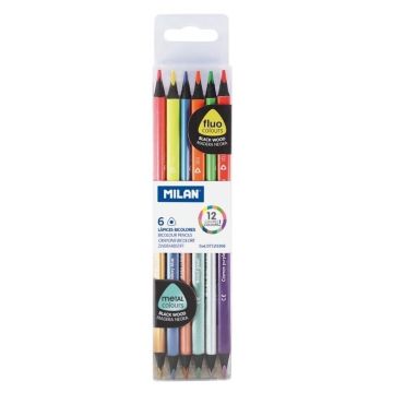 Kredki Bicolor fluo/metalizowane 12 kolorów MILAN