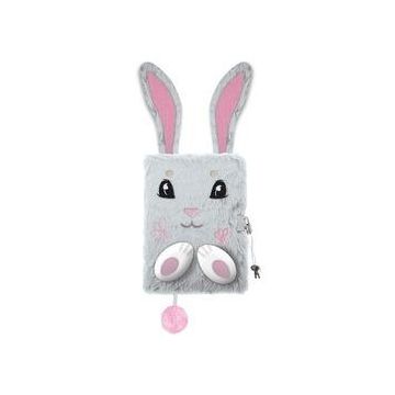 Pamiętnik A5/96K z kłódką 3D Grey bunny
