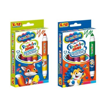 Flamastry dwustronne Jumbo 6/12 kolorów BAMBINO