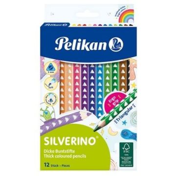Kredki Silverino trójkątne grube 12 kolorów