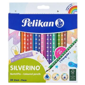 Kredki Silverino trójkątne 24 kolory