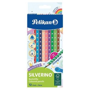 Kredki Silverino trójkątne 12 kolorów