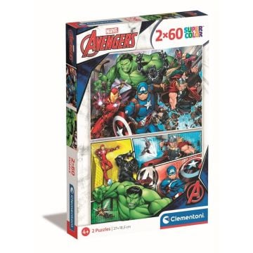 Puzzle 2x60 Super kolor The Avengers