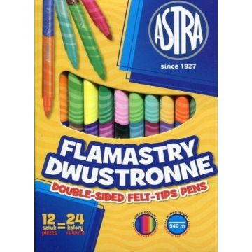 Flamastry dwustronne Astra 12 sztuk=24 kol. ASTRA
