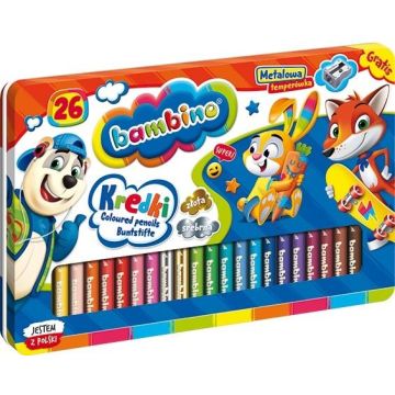 Kredki w oprawie drewnianej 26 kolorów BAMBINO