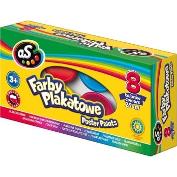 Farby plakatowe 8 kolorów 20ml AS