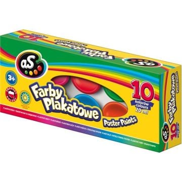 Farby plakatowe 10 kolorów 20ml AS
