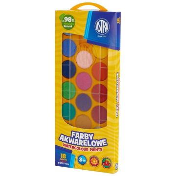 Farby akwarelowe fi 23.5mm 18 kolorów ASTRA
