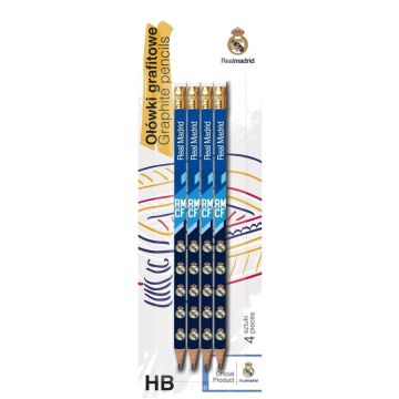 Ołówek trójkątny z gumką HB Real Madrid 4szt ASTRA