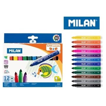 Flamastry maxi Super Washable 12 kolorów MILAN